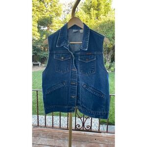 Wrangler Blue Denim Vest Womens Large 100% Cotton B4507NV Western Rugged Classic